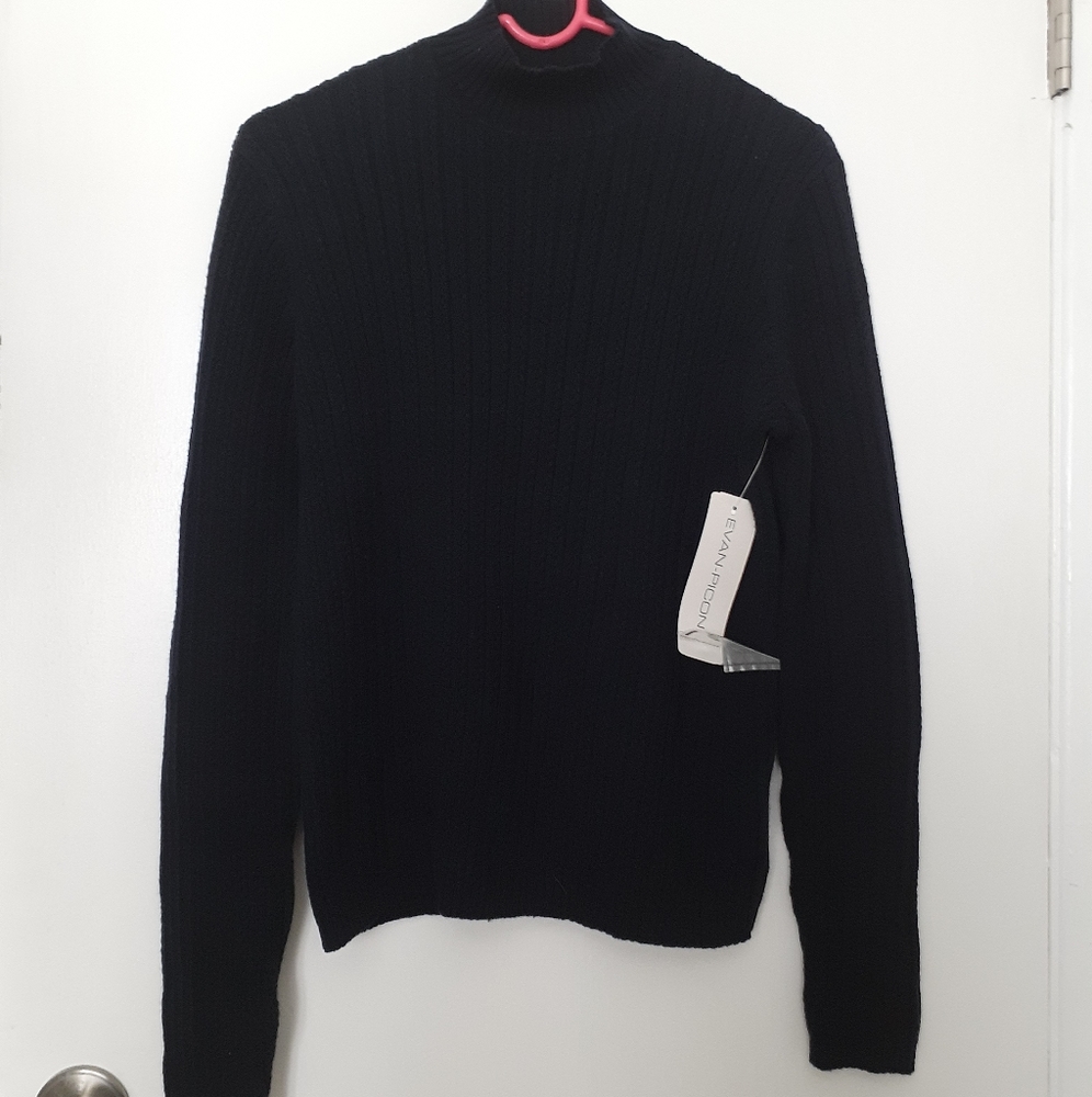 Evan Picone 100% Cotton Navy Mock Turtleneck
